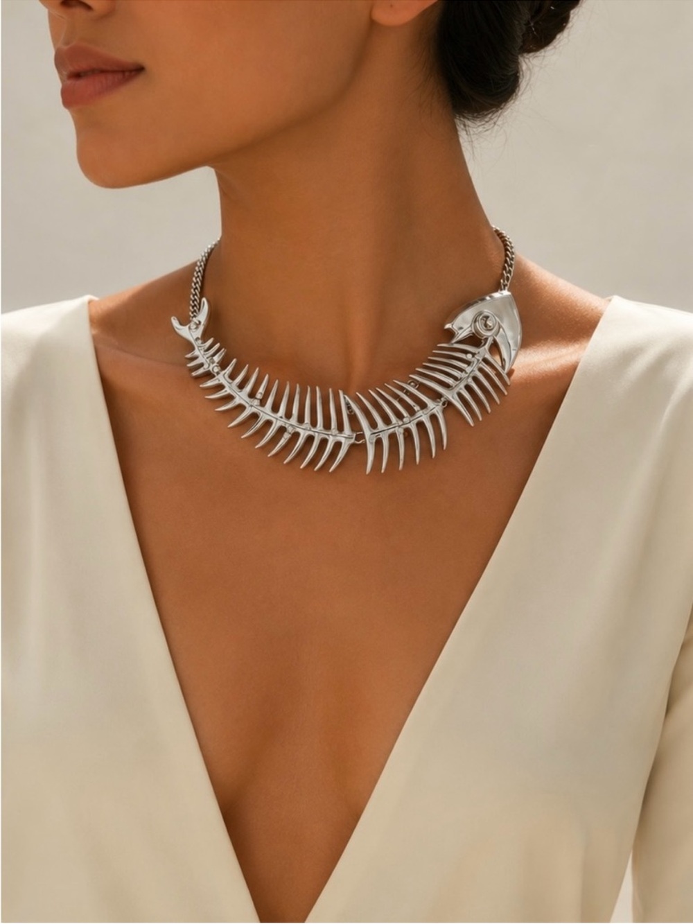 Oceanic Atelier Sculptural Fishbone Collar Necklace